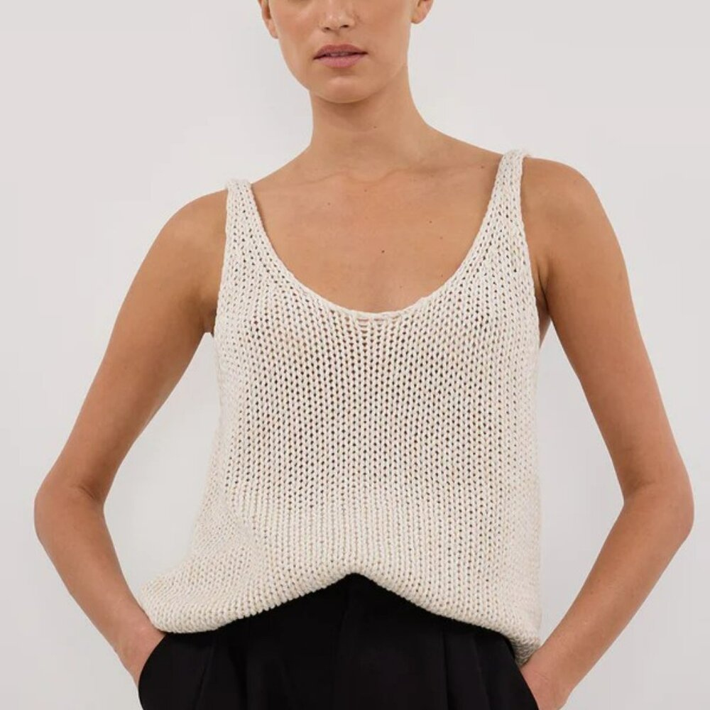 NEW WITH TAGS – DISSH HEIDI CREAM MARLE SCOOP KNIT TANK, XS/S - Picture 4 of 9